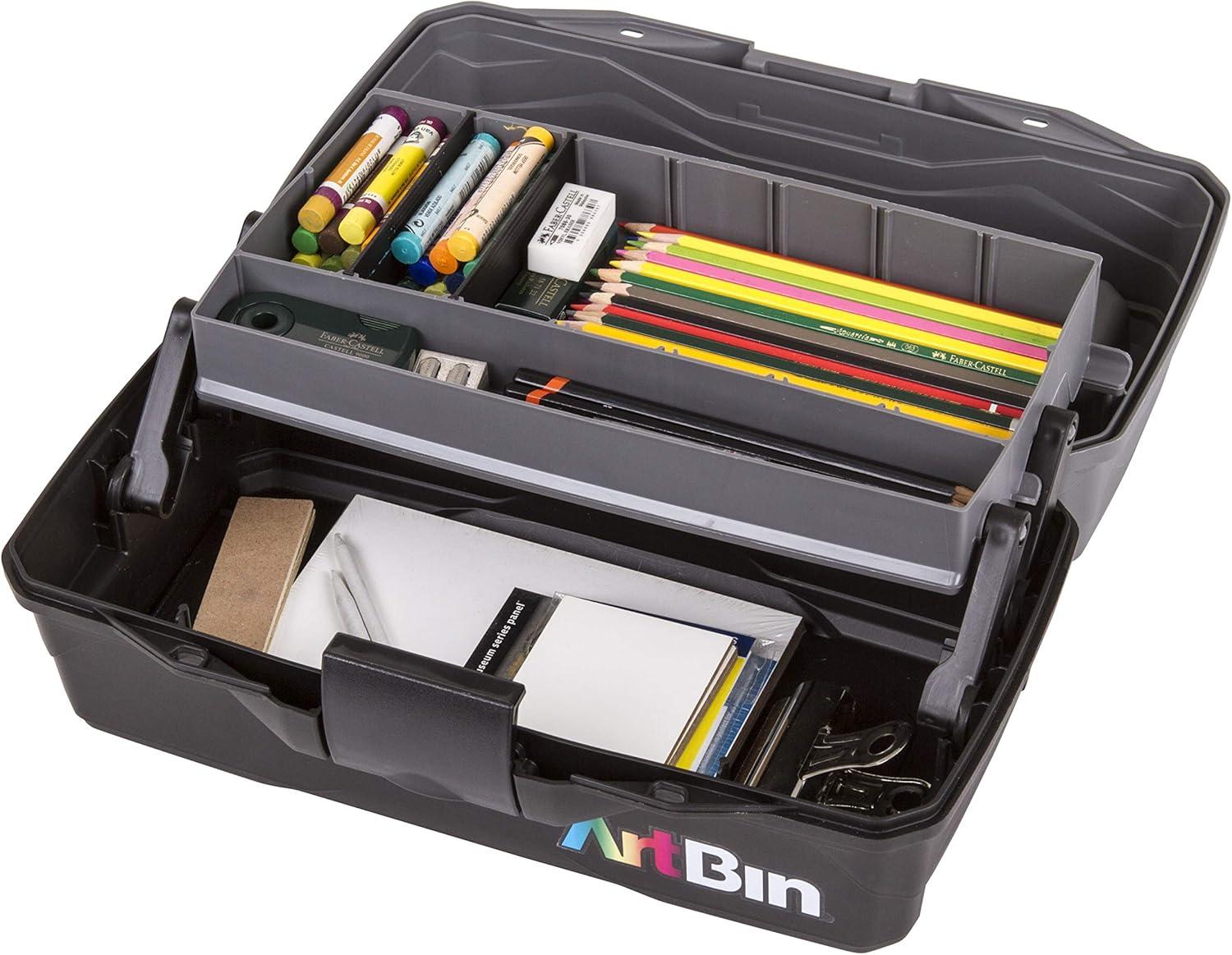 image:imageArtBin 6892AG 2Tray Art Supply Box Portable Art amp Craft Organizer with LiftUp Trays 1 Plastic Storage Case GrayBlackOne Tray