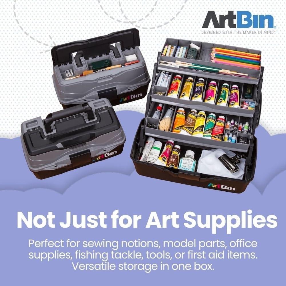image:imageArtBin 6892AG 2Tray Art Supply Box Portable Art amp Craft Organizer with LiftUp Trays 1 Plastic Storage Case GrayBlackThree Tray