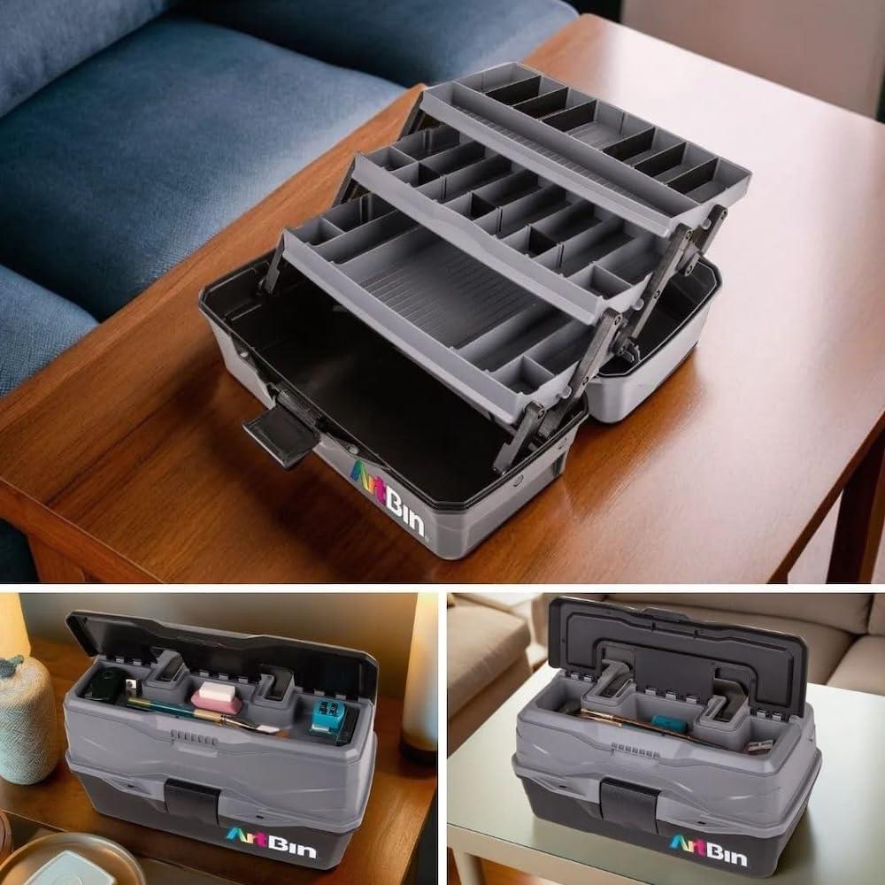 image:imageArtBin 6892AG 2Tray Art Supply Box Portable Art amp Craft Organizer with LiftUp Trays 1 Plastic Storage Case GrayBlackThree Tray