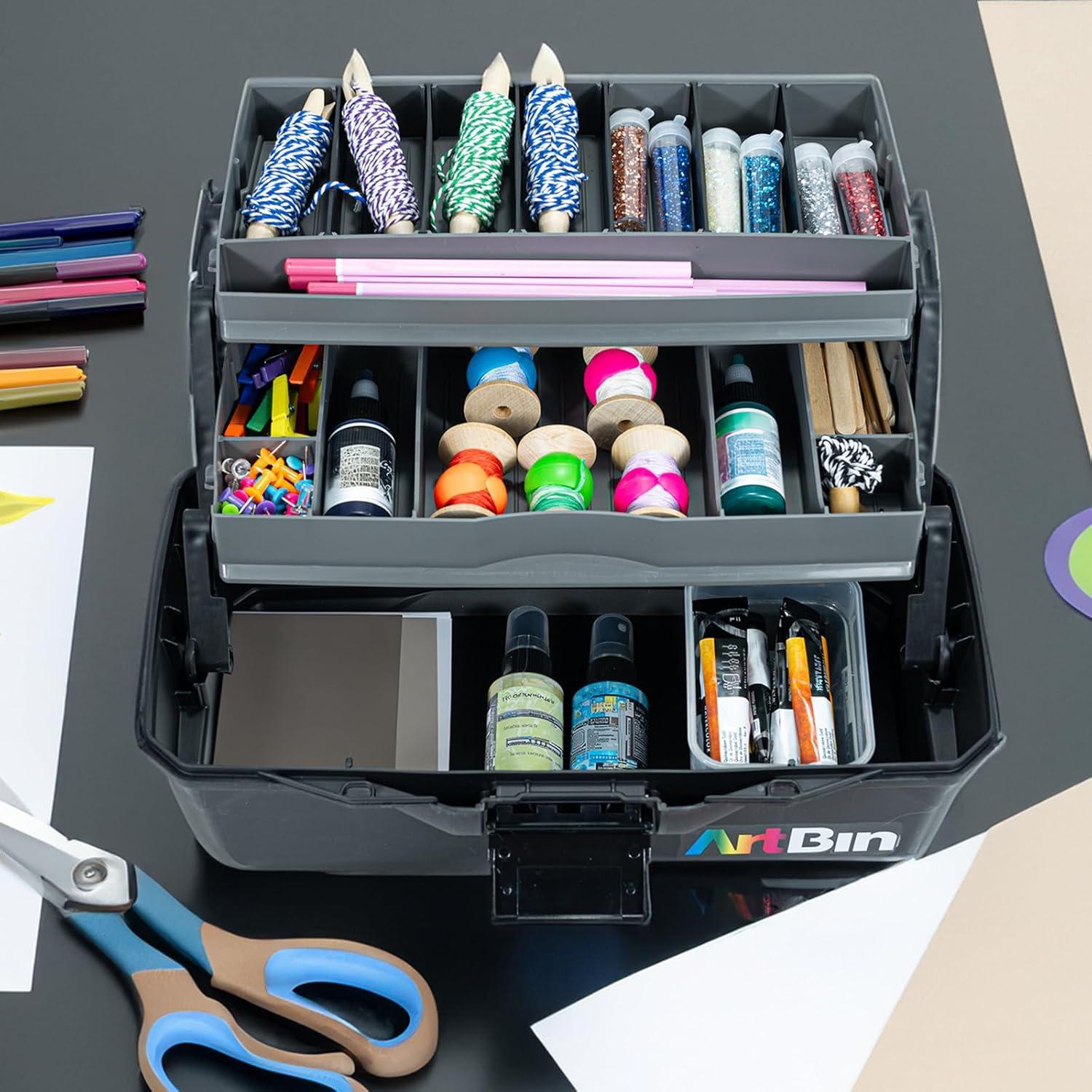 image:imageArtBin 6892AG 2Tray Art Supply Box Portable Art amp Craft Organizer with LiftUp Trays 1 Plastic Storage Case GrayBlackTwo Tray