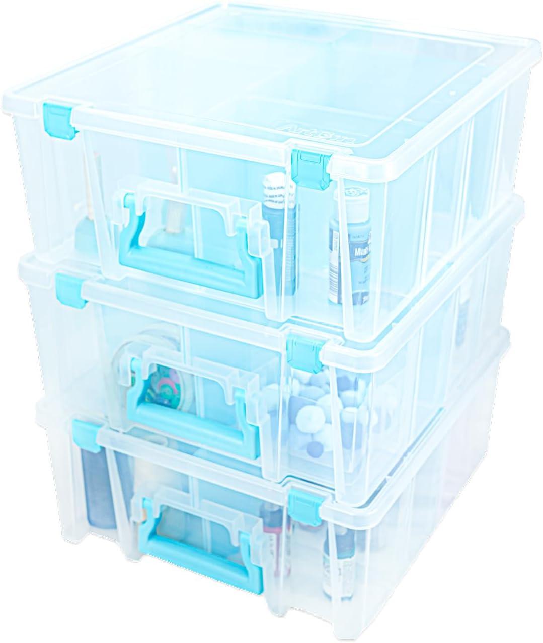 image:imageArtBin 6990AB Super Satchel Double Deep Compartment Box Art Storage with 8 Removable Compartments Smart Closure for Craft Supplies Gold Pack of 1Aqua