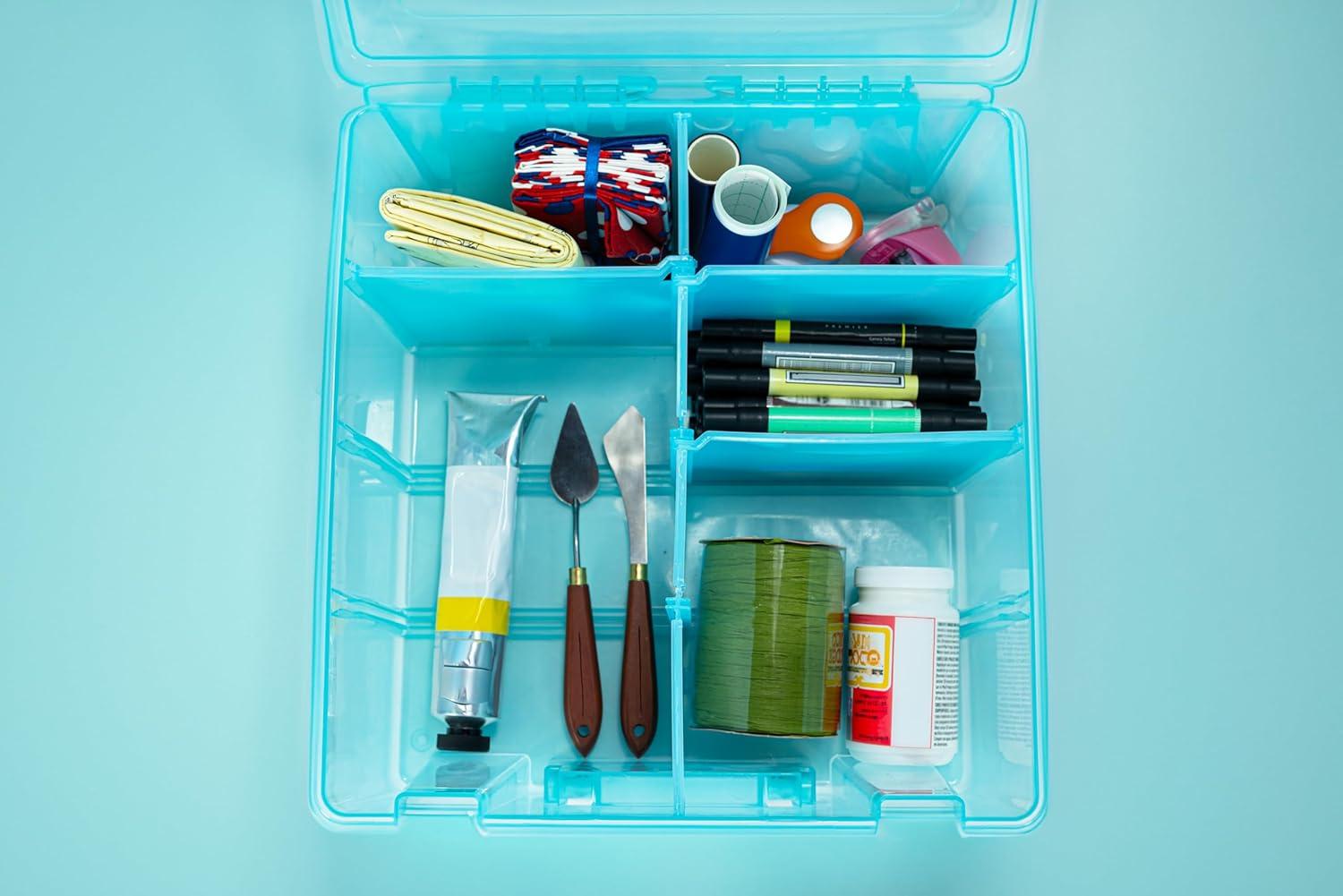 image:imageArtBin 6990AB Super Satchel Double Deep Compartment Box Art Storage with 8 Removable Compartments Smart Closure for Craft Supplies Gold Pack of 1Aqua Mist