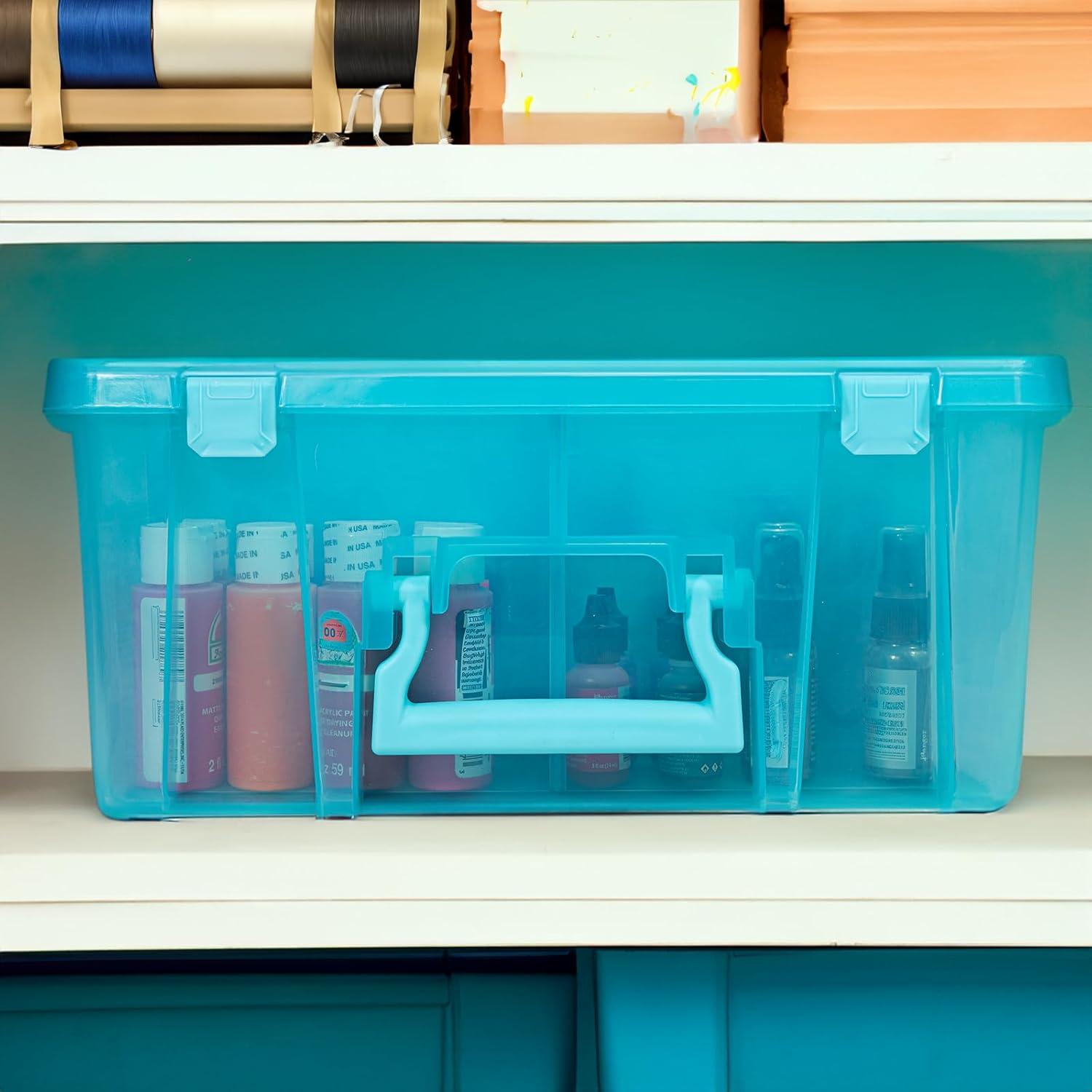image:imageArtBin 6990AB Super Satchel Double Deep Compartment Box Art Storage with 8 Removable Compartments Smart Closure for Craft Supplies Gold Pack of 1Aqua Mist