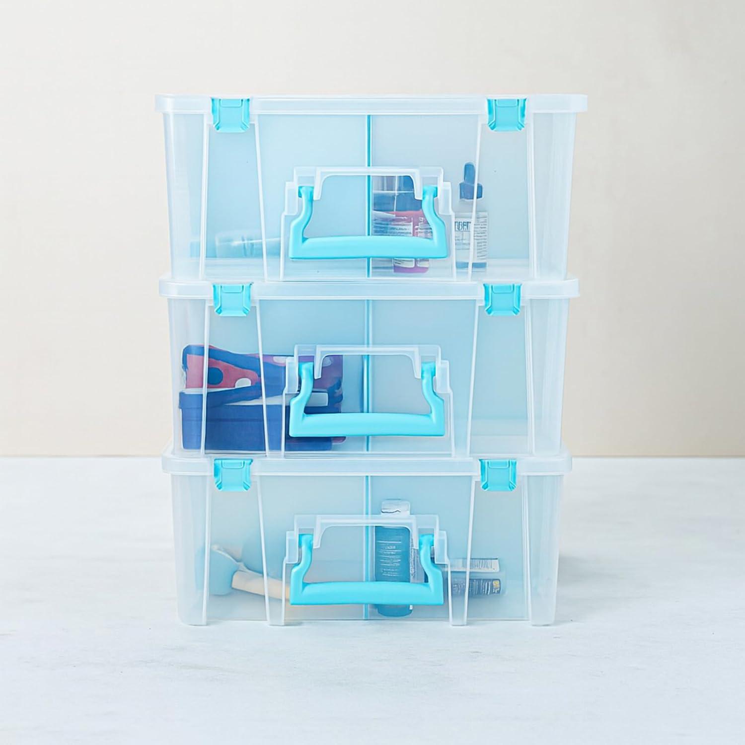 image:imageArtBin 6990AB Super Satchel Double Deep Compartment Box Art Storage with 8 Removable Compartments Smart Closure for Craft Supplies Gold Pack of 1Aqua