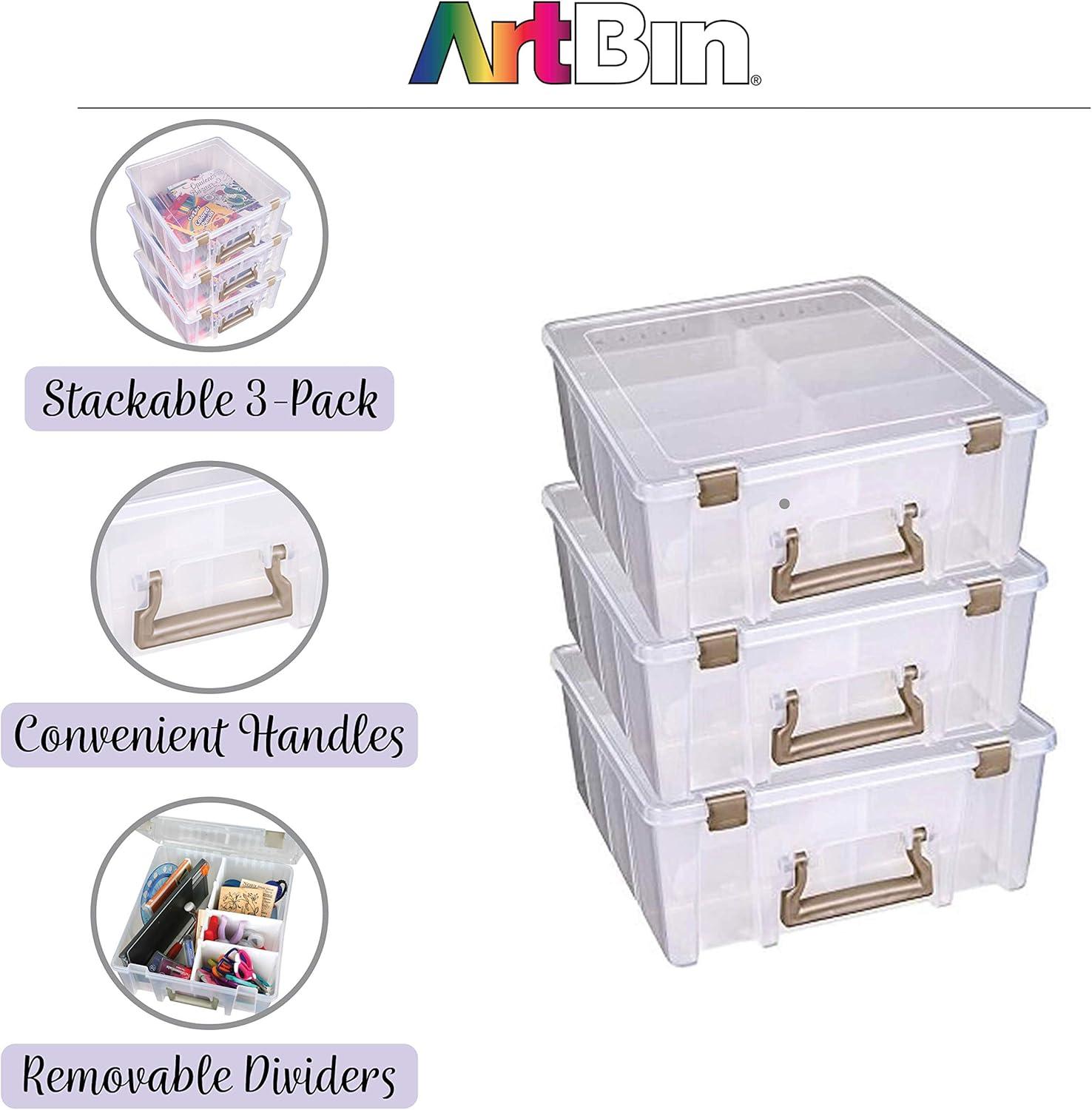 image:imageArtBin 6990AB Super Satchel Double Deep Compartment Box Art Storage with 8 Removable Compartments Smart Closure for Craft Supplies Gold Pack of 1Clear Gold