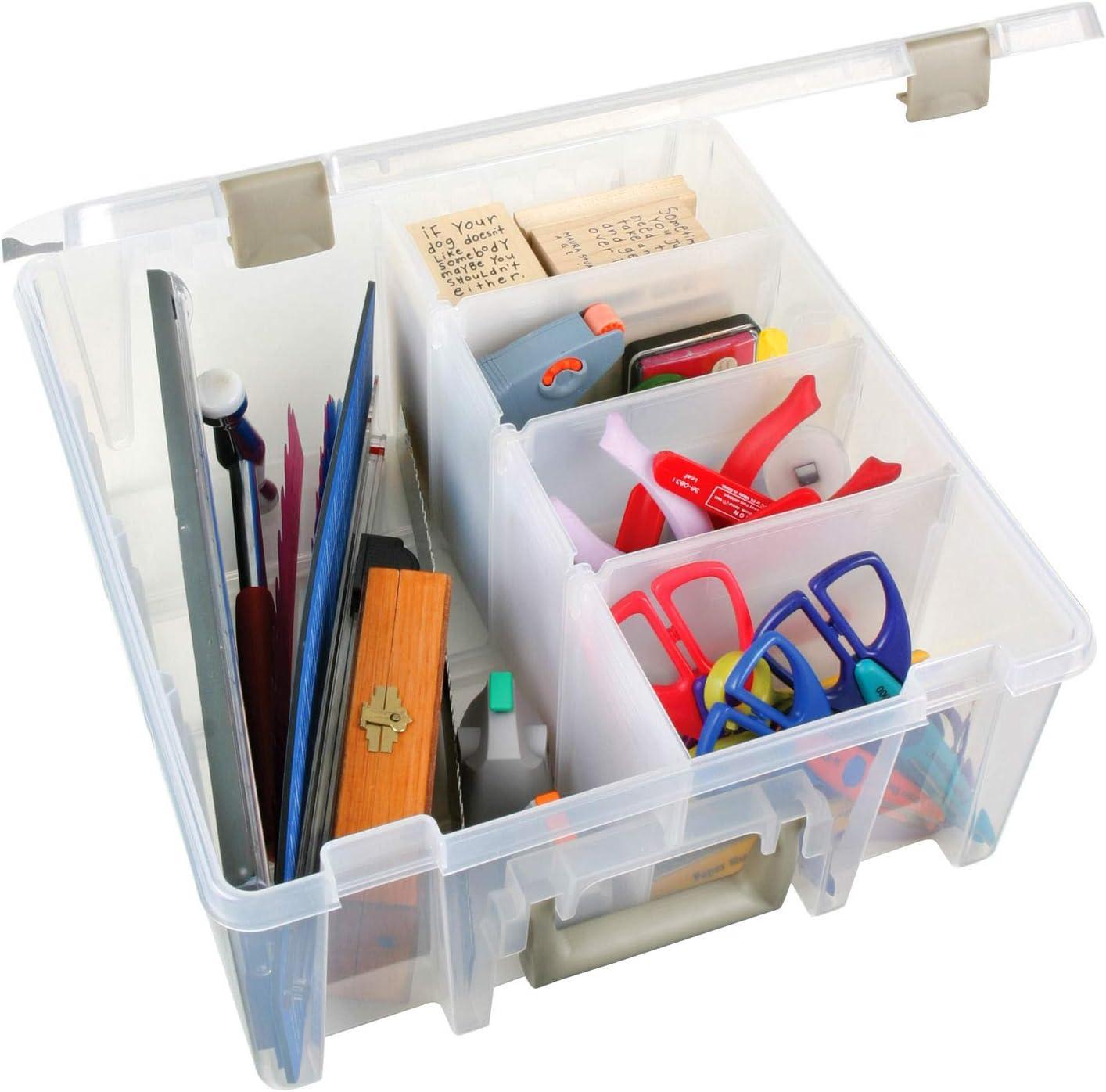 image:imageArtBin 6990AB Super Satchel Double Deep Compartment Box Art Storage with 8 Removable Compartments Smart Closure for Craft Supplies Gold Pack of 1Clear Gold