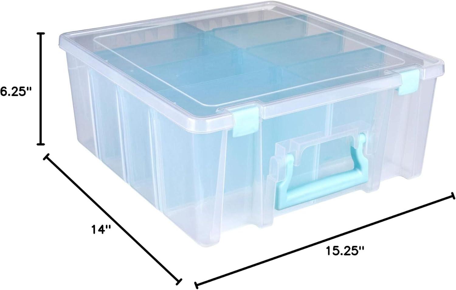 image:imageArtBin 6990AB Super Satchel Double Deep Compartment Box Art Storage with 8 Removable Compartments Smart Closure for Craft Supplies Gold Pack of 1Clear Aqua