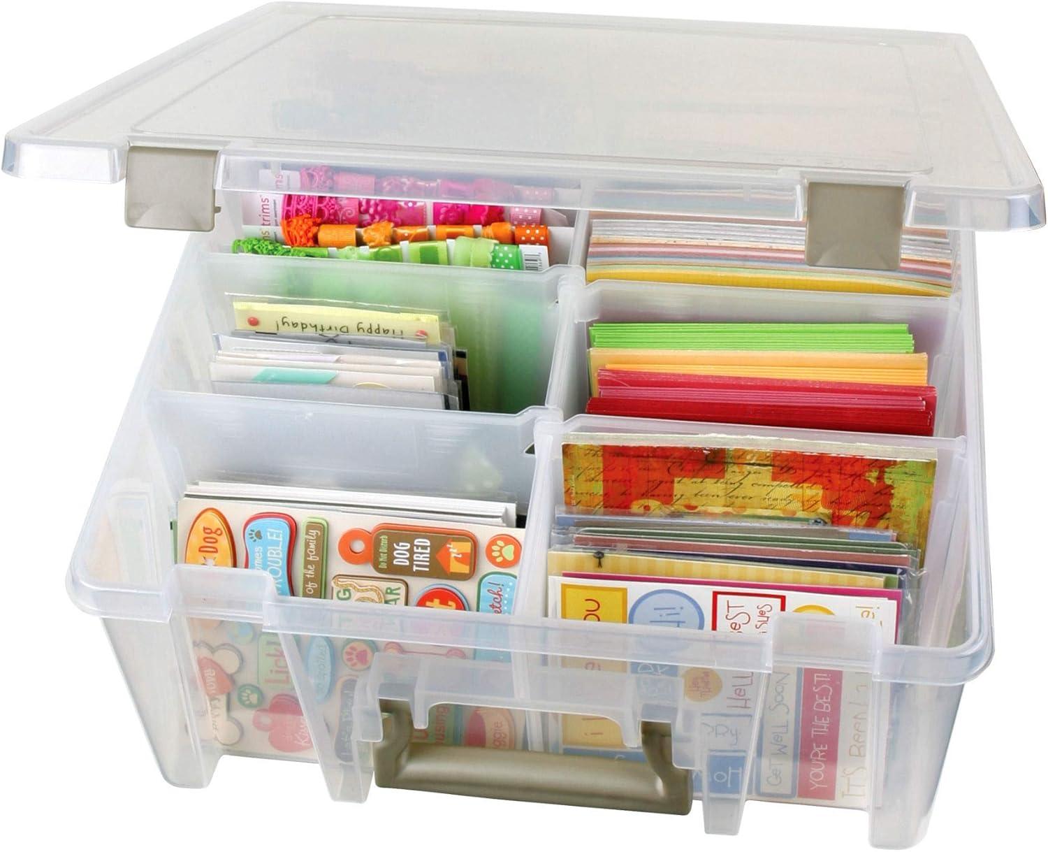 image:imageArtBin 6990AB Super Satchel Double Deep Compartment Box Art Storage with 8 Removable Compartments Smart Closure for Craft Supplies Gold Pack of 1Clear Gold