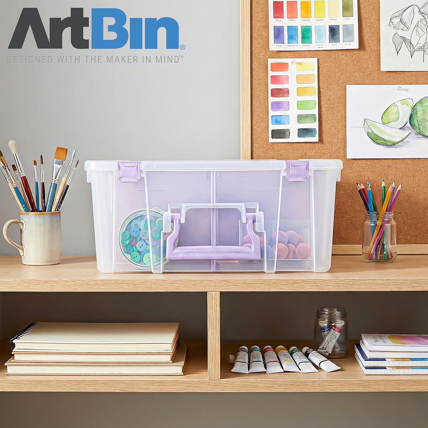 image:imageArtBin 6990AB Super Satchel Double Deep Compartment Box Art Storage with 8 Removable Compartments Smart Closure for Craft Supplies Gold Pack of 1Purple