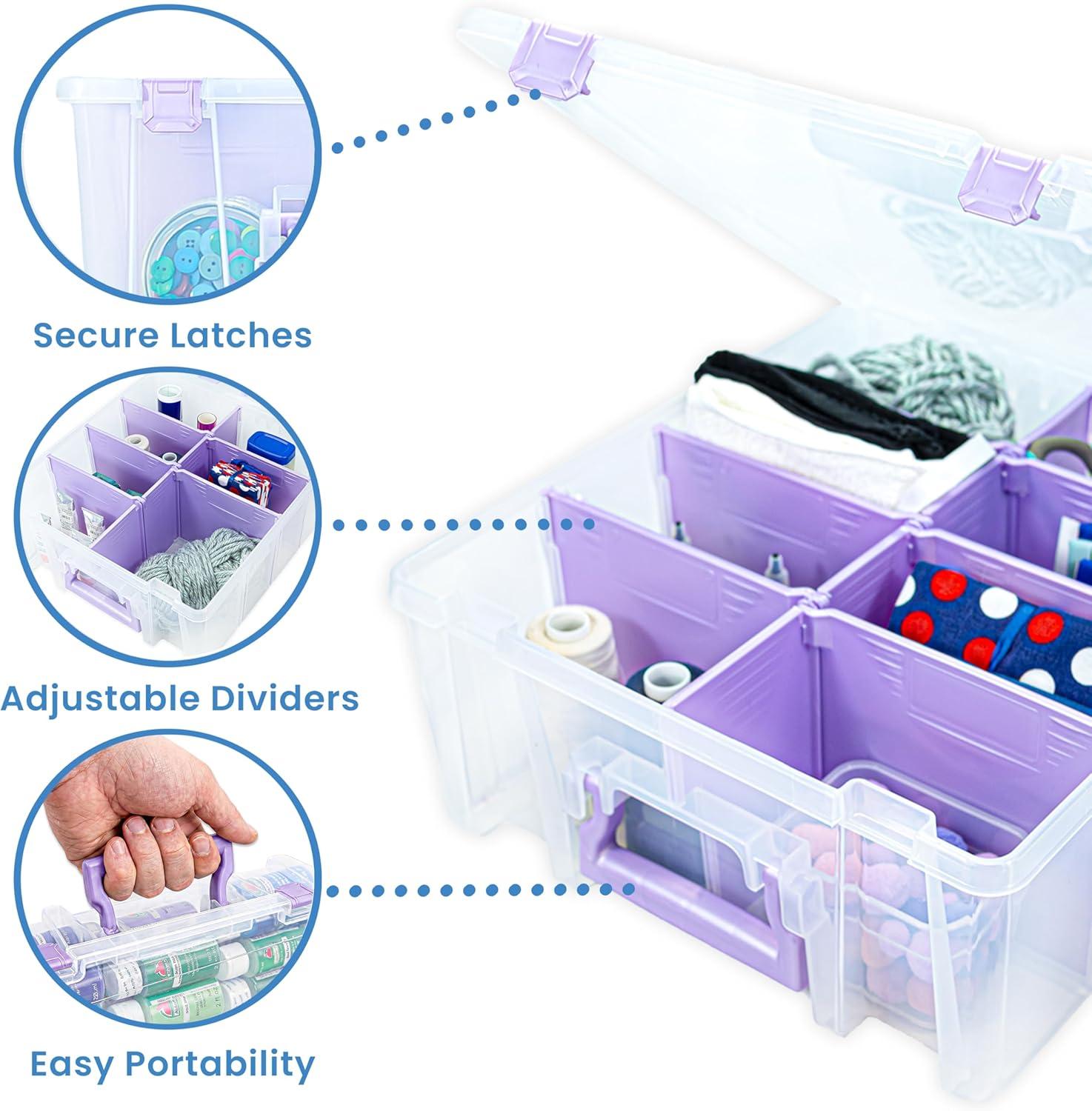 image:imageArtBin 6990AB Super Satchel Double Deep Compartment Box Art Storage with 8 Removable Compartments Smart Closure for Craft Supplies Gold Pack of 1Purple