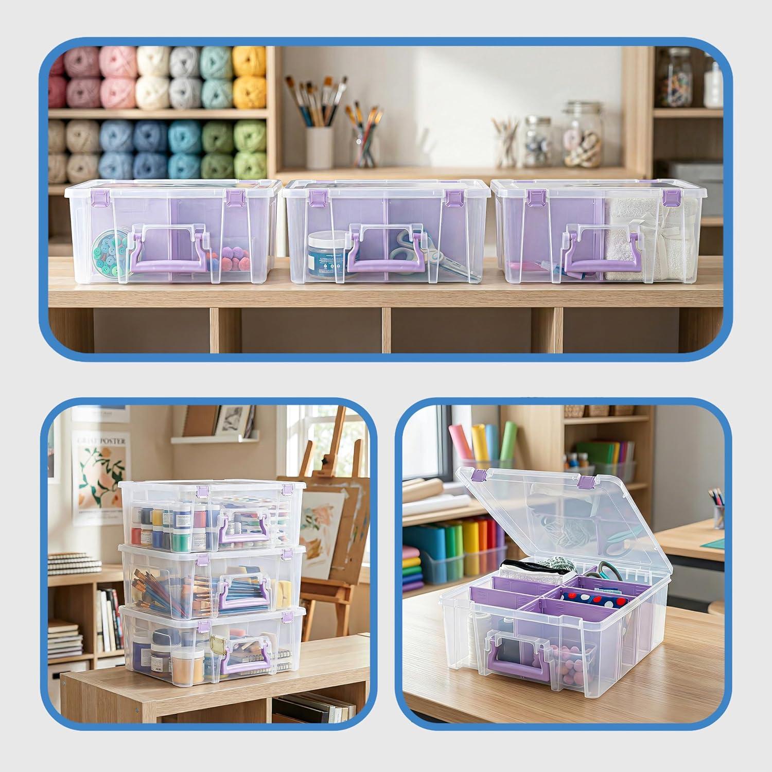 image:imageArtBin 6990AB Super Satchel Double Deep Compartment Box Art Storage with 8 Removable Compartments Smart Closure for Craft Supplies Gold Pack of 1Purple
