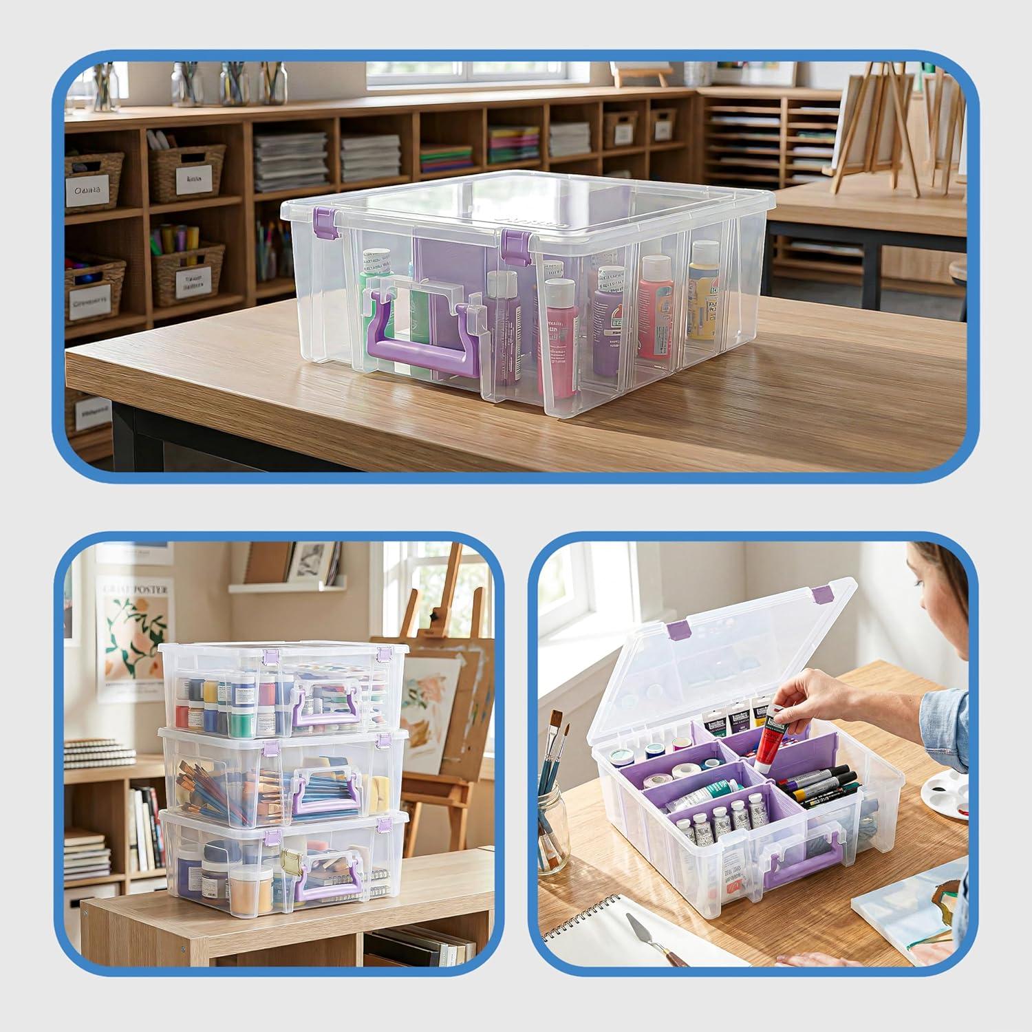 image:imageArtBin 6990AB Super Satchel Double Deep Compartment Box Art Storage with 8 Removable Compartments Smart Closure for Craft Supplies Gold Pack of 1Purple