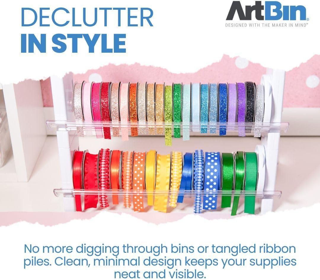 image:imageArtBin Ribbon Storage Rack Ribbon Spool Holder Ideal for Craft Rooms amp Studios Gift Wrapping Stations Small Craft Shops Boutiques WhitePack of 1