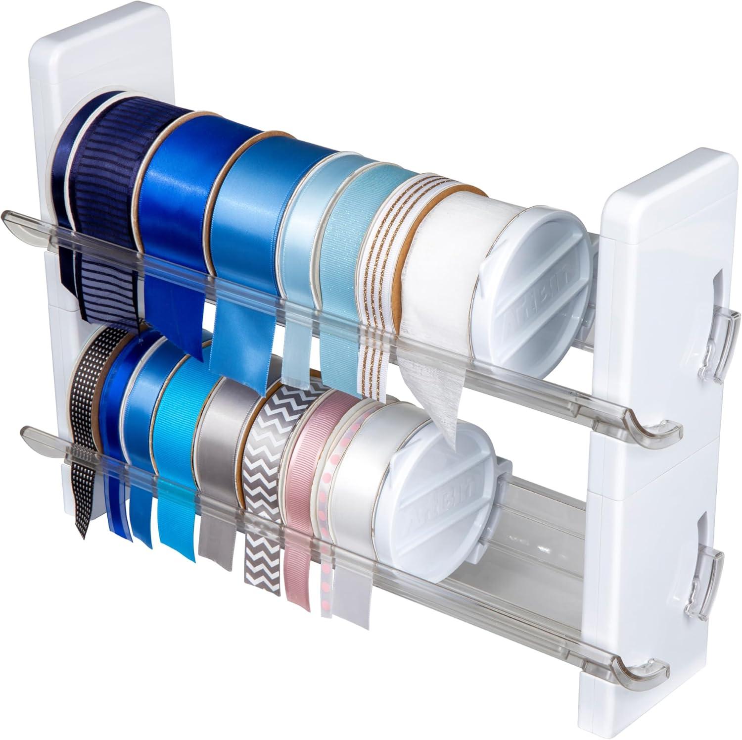 image:imageArtBin Ribbon Storage Rack Ribbon Spool Holder Ideal for Craft Rooms amp Studios Gift Wrapping Stations Small Craft Shops Boutiques WhitePack of 12
