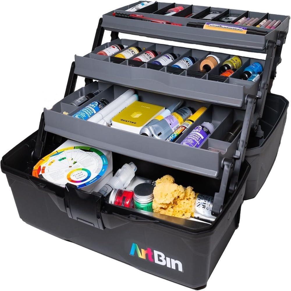 image:imageArtBin 6892AG 2Tray Art Supply Box Portable Art amp Craft Organizer with LiftUp Trays 1 Plastic Storage Case GrayBlackThree Tray