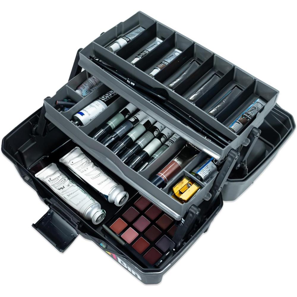 image:imageArtBin 6892AG 2Tray Art Supply Box Portable Art amp Craft Organizer with LiftUp Trays 1 Plastic Storage Case GrayBlackTwo Tray