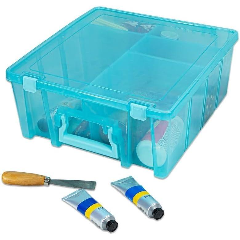 image:imageArtBin 6990AB Super Satchel Double Deep Compartment Box Art Storage with 8 Removable Compartments Smart Closure for Craft Supplies Gold Pack of 1Aqua Mist