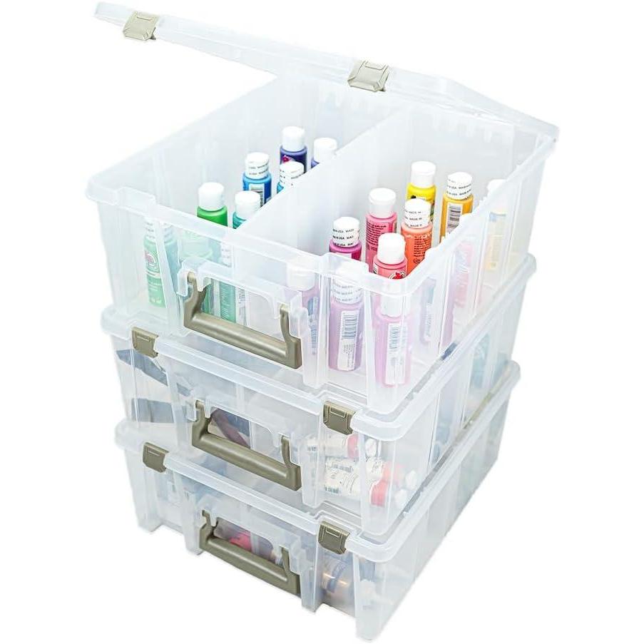 image:imageArtBin 6990AB Super Satchel Double Deep Compartment Box Art Storage with 8 Removable Compartments Smart Closure for Craft Supplies Gold Pack of 1Clear Gold