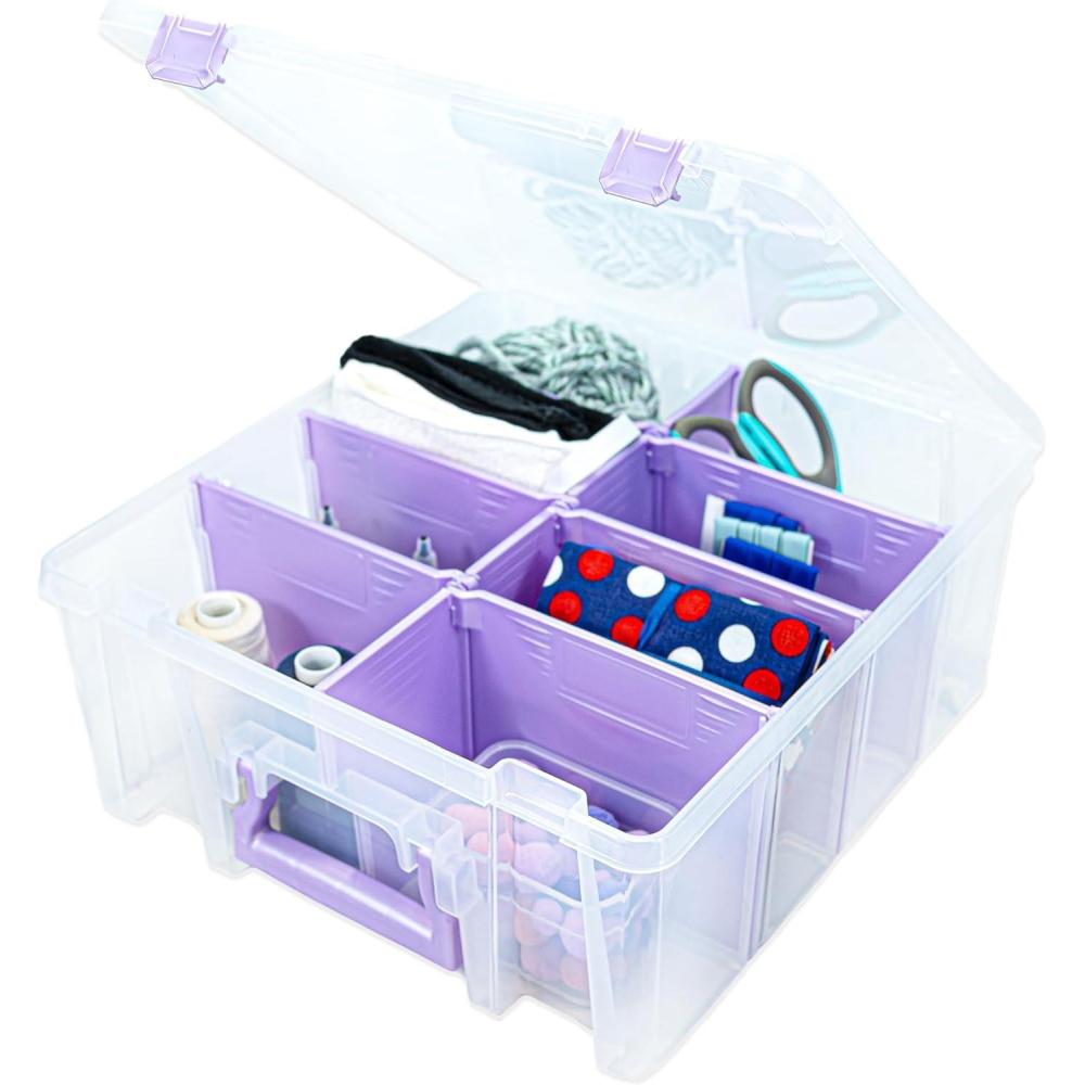 image:imageArtBin 6990AB Super Satchel Double Deep Compartment Box  Art Storage with 8 Removable Compartments Smart Closure for Craft Supplies Gold Pack of 1Purple