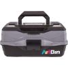 ArtBin 6892AG 2-Tray Art Supply Box, Portable Art & Craft Organizer with Lift-Up Trays, [1] Plastic Storage Case, Gray/Black(One Tray)