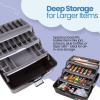 ArtBin 6892AG 2-Tray Art Supply Box, Portable Art & Craft Organizer with Lift-Up Trays, [1] Plastic Storage Case, Gray/Black(Three Tray)