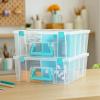 ArtBin 6990AB Super Satchel Double Deep Compartment Box – Art Storage with 8 Removable Compartments, Smart Closure for Craft Supplies (Gold- Pack of 1)(Aqua)
