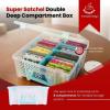 ArtBin 6990AB Super Satchel Double Deep Compartment Box – Art Storage with 8 Removable Compartments, Smart Closure for Craft Supplies (Gold- Pack of 1)(Clear & Aqua)