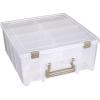 ArtBin 6990AB Super Satchel Double Deep Compartment Box – Art Storage with 8 Removable Compartments, Smart Closure for Craft Supplies (Gold- Pack of 1)(Clear & Gold)