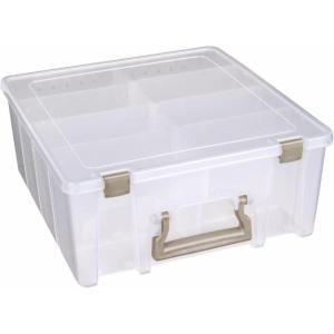 ArtBin 6990AB Super Satchel Double Deep Compartment Box – Art Storage with 8 Removable Compartments, Smart Closure for Craft Supplies (Gold- Pack of 1)(Gold Accents)