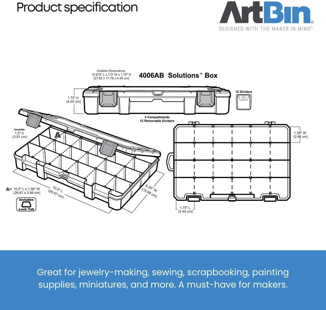 image:imageArtBin 6980AG XL Solutions Box with Dividers Art amp Craft Organizer 1 Plastic Storage Case Clear1075 x 7375