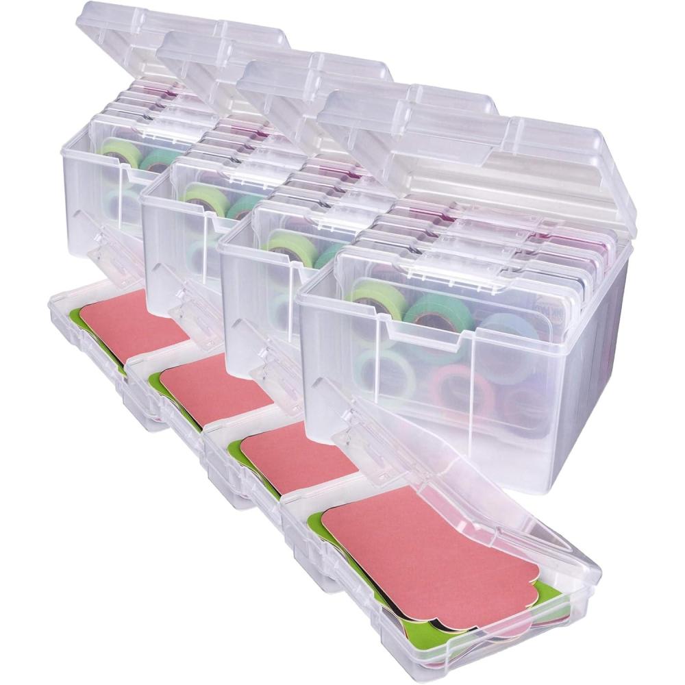 image:imageArtBin Semi Satchel Photo Storage Photo amp Craft Organizer Set Large Box with 8 Plastic Storage Cases Inside Clear4Pack