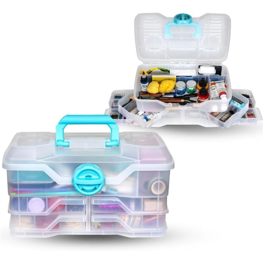 image:imageClear Plastic Organizer ArtBin Small Parts Organizer for DIY Arts amp Crafts Storage Boxes amp Organizers Sewing Storage Storage Box with Compartments Project Box Large 6 Pivot Trays 6963PBMedium 4 Pivot Trays