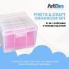 ArtBin Semi Satchel Photo Storage Photo & Craft Organizer Set, Large Box with [8] Plastic Storage Cases Inside, Clear(1-Pack)