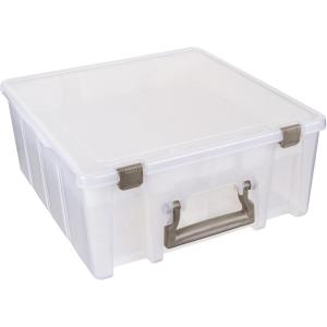 ArtBin 6899AZ Super Satchel Double Deep with Lift-Out Tray Storage Container, Portable Arts & Crafts Organizer with Removable Dividers, Clear