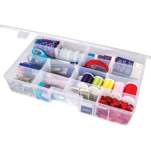 ArtBin 6980AG XL Solutions Box with Dividers, Art & Craft Organizer, [1] Plastic Storage Case, Clear(15.25″ x 8.875″)