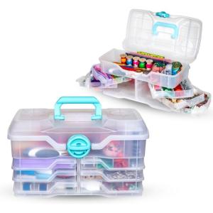 Clear Plastic Organizer – ArtBin – Small Parts Organizer – for DIY Arts & Crafts Storage Boxes & Organizers, Sewing Storage – Storage Box with Compartments, Project Box – Large (6 Pivot Trays) 6963PB(Large (6 Pivot Trays))