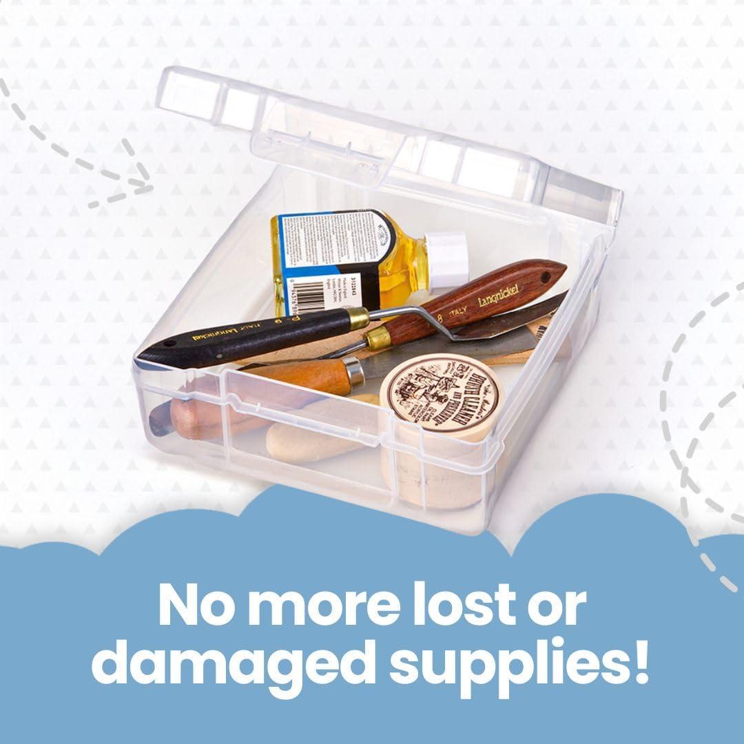 image:imageArtBin 6913ZZ 12 x 12 Portable Art amp Craft Organizer with Handle 3Pack 3 Plastic Storage Cases Clear12 x 12 6 x 6 4Piece Set 2 of Each