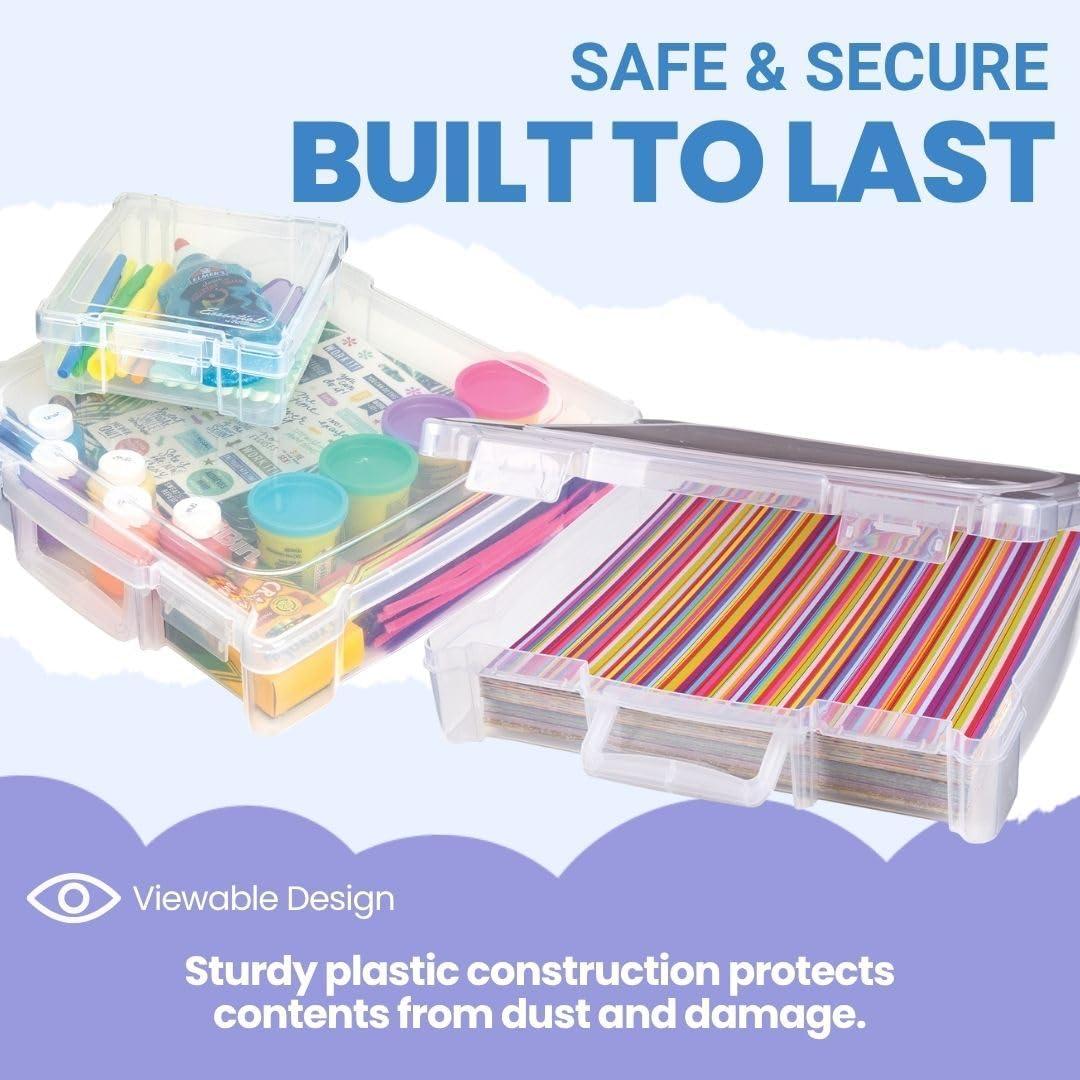 image:imageArtBin 6913ZZ 12 x 12 Portable Art amp Craft Organizer with Handle 3Pack 3 Plastic Storage Cases Clear12 x 12 6 x 6 4Piece Set 2 of Each