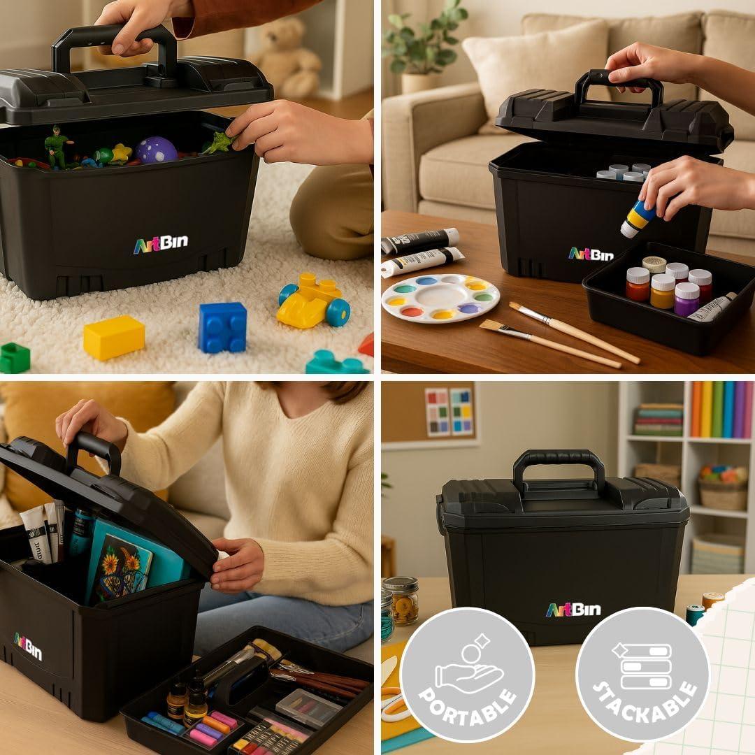 image:imageArtBin 6917AB Sidekick XL Carrying Case Portable Art amp Craft Organizer with Handle 1 Plastic Storage Case BlackBlack