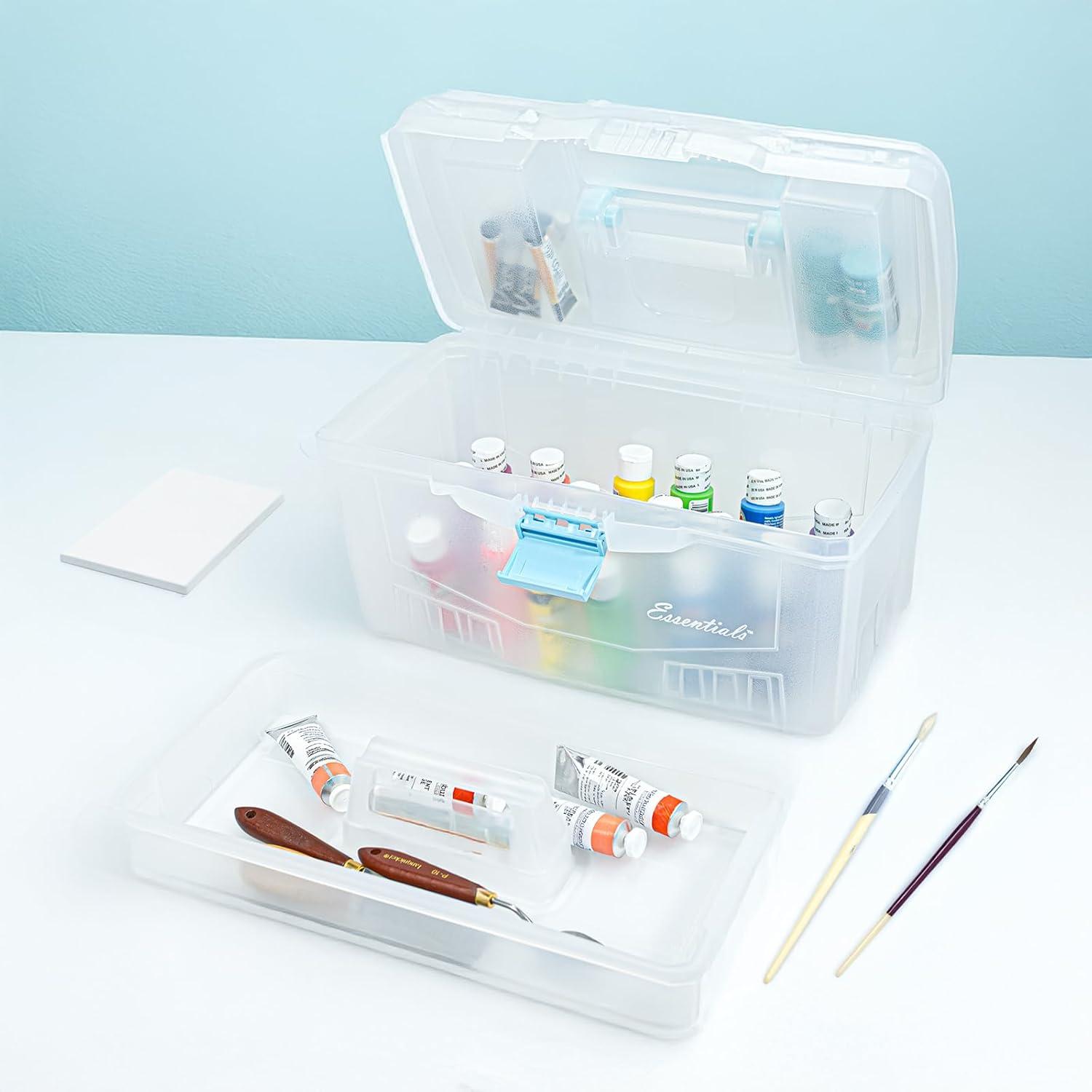 image:imageArtBin 6918AB Twin Top 17 inch Supply Box Portable Art amp Craft Supply Organizer with Handle 1 Plastic Storage Case BlackAqua Accents