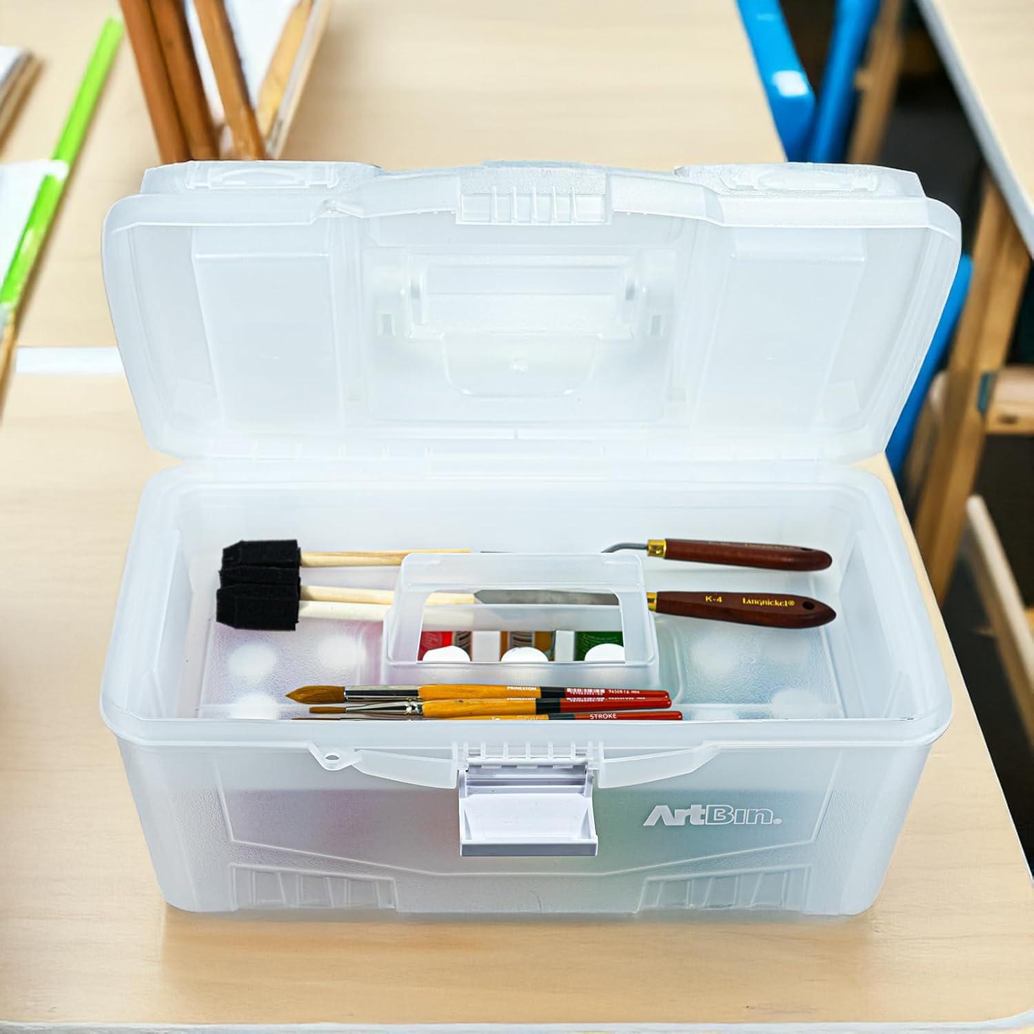 image:imageArtBin 6918AH Twin Top 17 inch Supply Box Portable Art amp Craft Supply Organizer with Handle 1 Plastic Storage Case Translucent