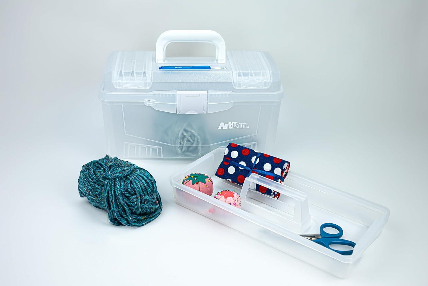 image:imageArtBin 6918AH Twin Top 17 inch Supply Box Portable Art amp Craft Supply Organizer with Handle 1 Plastic Storage Case Translucent