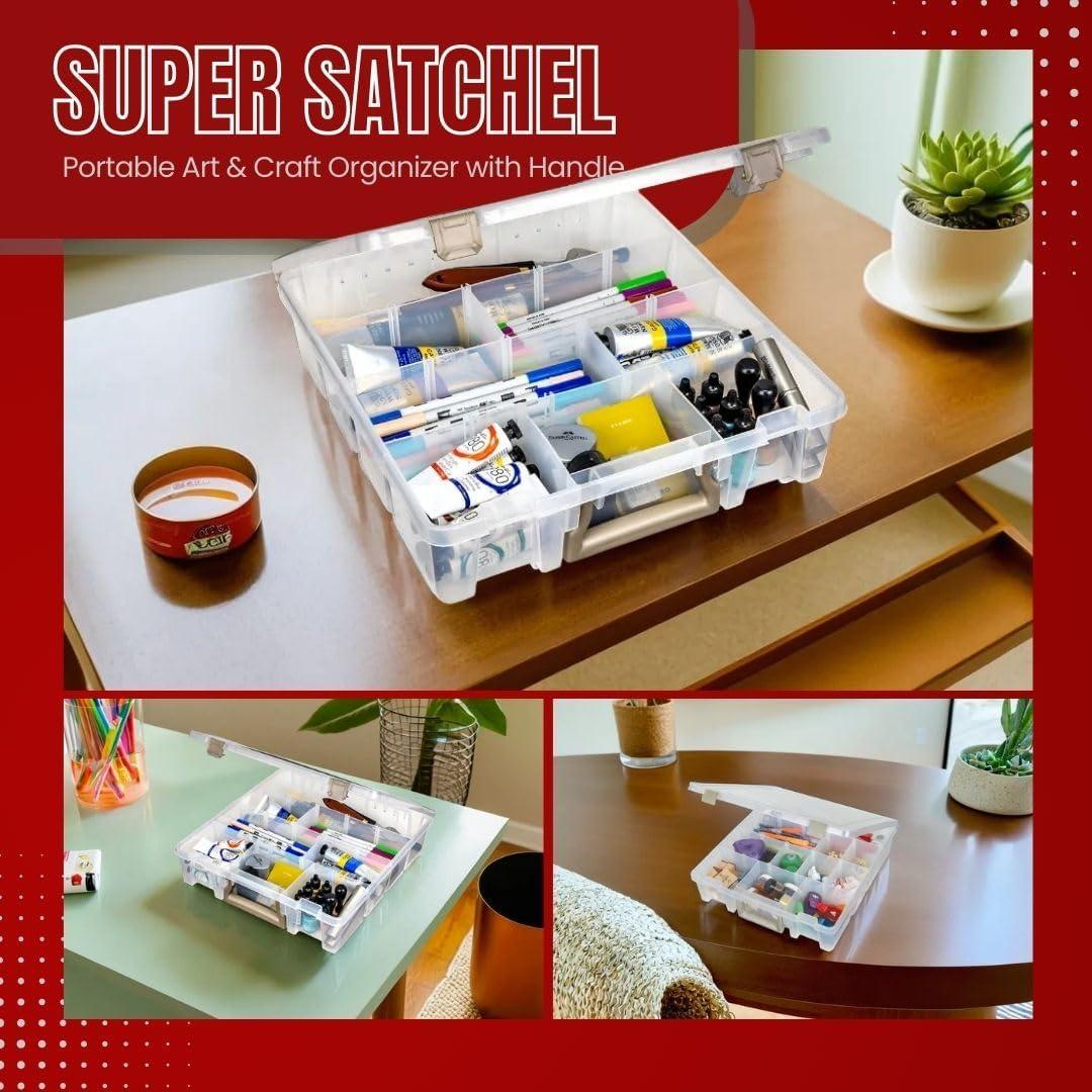 image:imageArtBin 9007AB Super Satchel with Removable Dividers Portable Art amp Craft Organizer with Handle 1 Plastic Storage Case Clear1 Pack