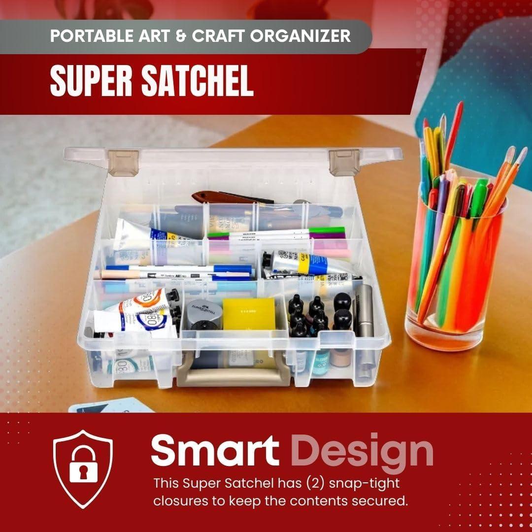 image:imageArtBin 9007AB Super Satchel with Removable Dividers Portable Art amp Craft Organizer with Handle 1 Plastic Storage Case Clear1 Pack