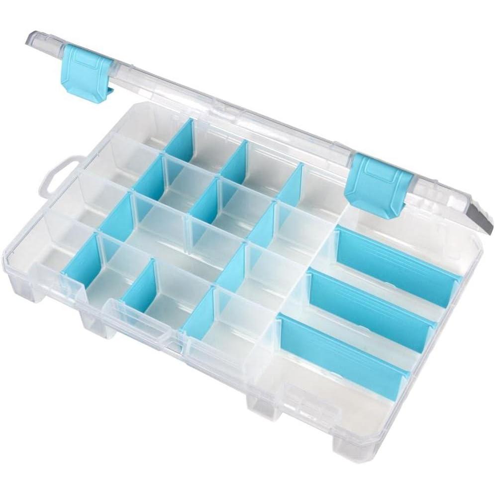 image:imageArtBin 6847AG Medium AntiTarnish Box with Removable Dividers Jewelry amp Craft Organizer with AntiTarnish Technology 1 Plastic Storage Case Clear with Aqua AccentsMedium 10875 x 70 x 175 w 15 Dividers
