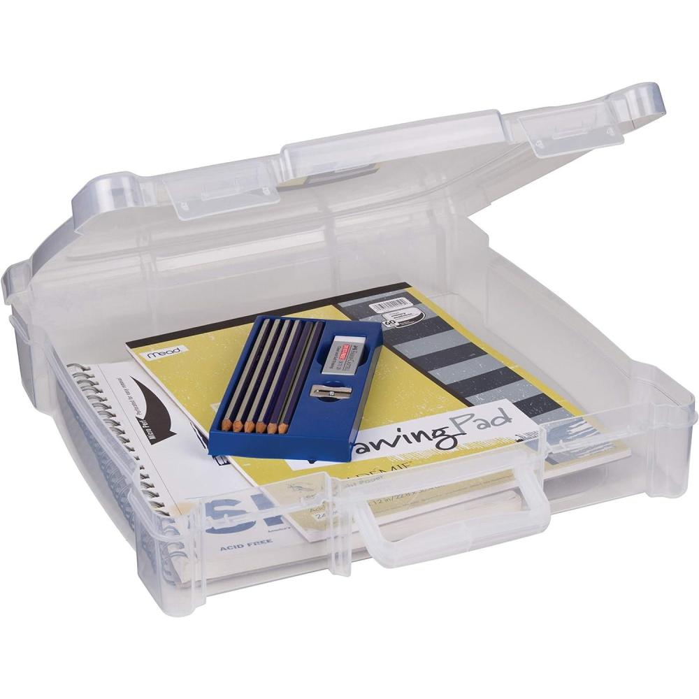 image:imageArtBin 6913ZZ 12 x 12 Portable Art amp Craft Organizer with Handle 3Pack 3 Plastic Storage Cases Clear12 x 12 1Pack