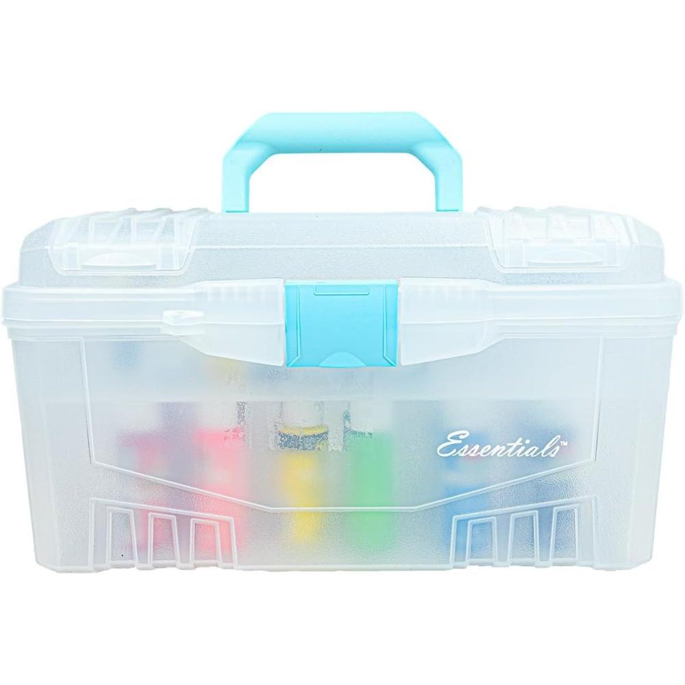 image:imageArtBin 6918AB Twin Top 17 inch Supply Box Portable Art amp Craft Supply Organizer with Handle 1 Plastic Storage Case BlackAqua Accents