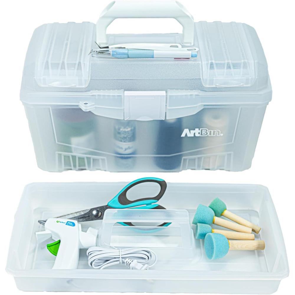 image:imageArtBin 6918AH Twin Top 17 inch Supply Box Portable Art amp Craft Supply Organizer with Handle 1 Plastic Storage Case Translucent
