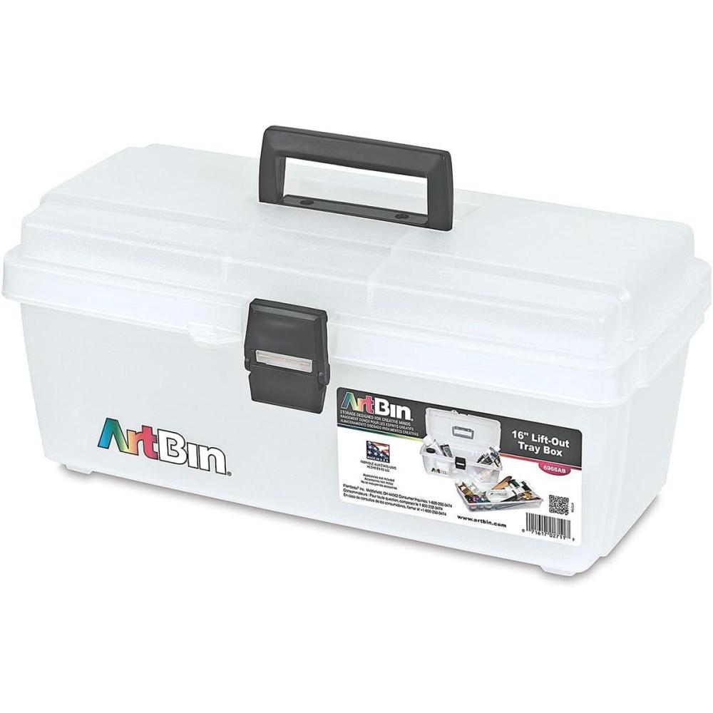 image:imageArtBin 6966AB 16 in LiftOut Tray Box Portable Art amp Craft Organizer with Handle and Tray Clear