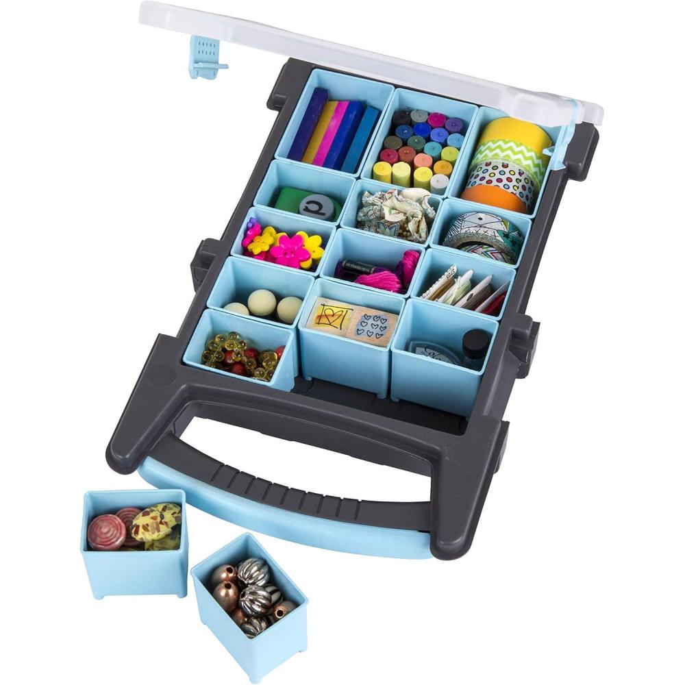 image:imageArtBin 6967AZ Super XL Art amp Craft Supply Storage Satchel with 7 Bins Inside 1 Pack Clear amp GoldSmall